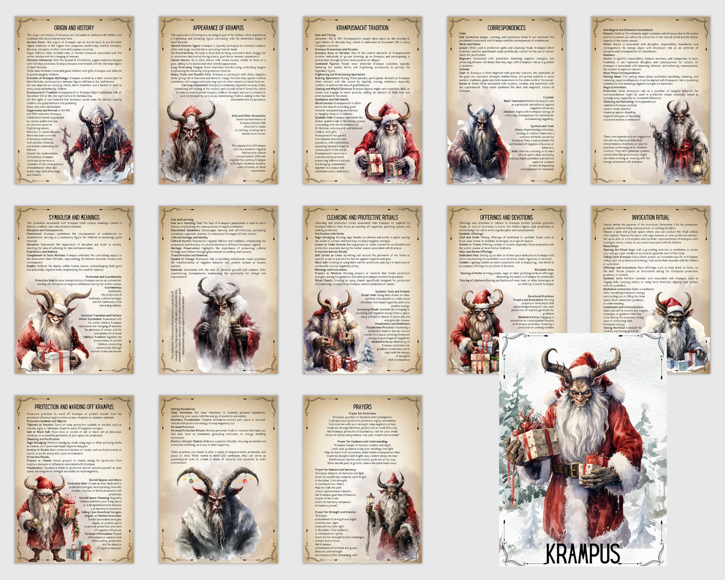 Krampus. Grimoire pages. Printable.