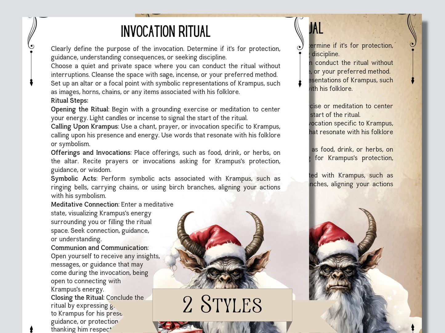 Krampus. Grimoire pages. Printable.