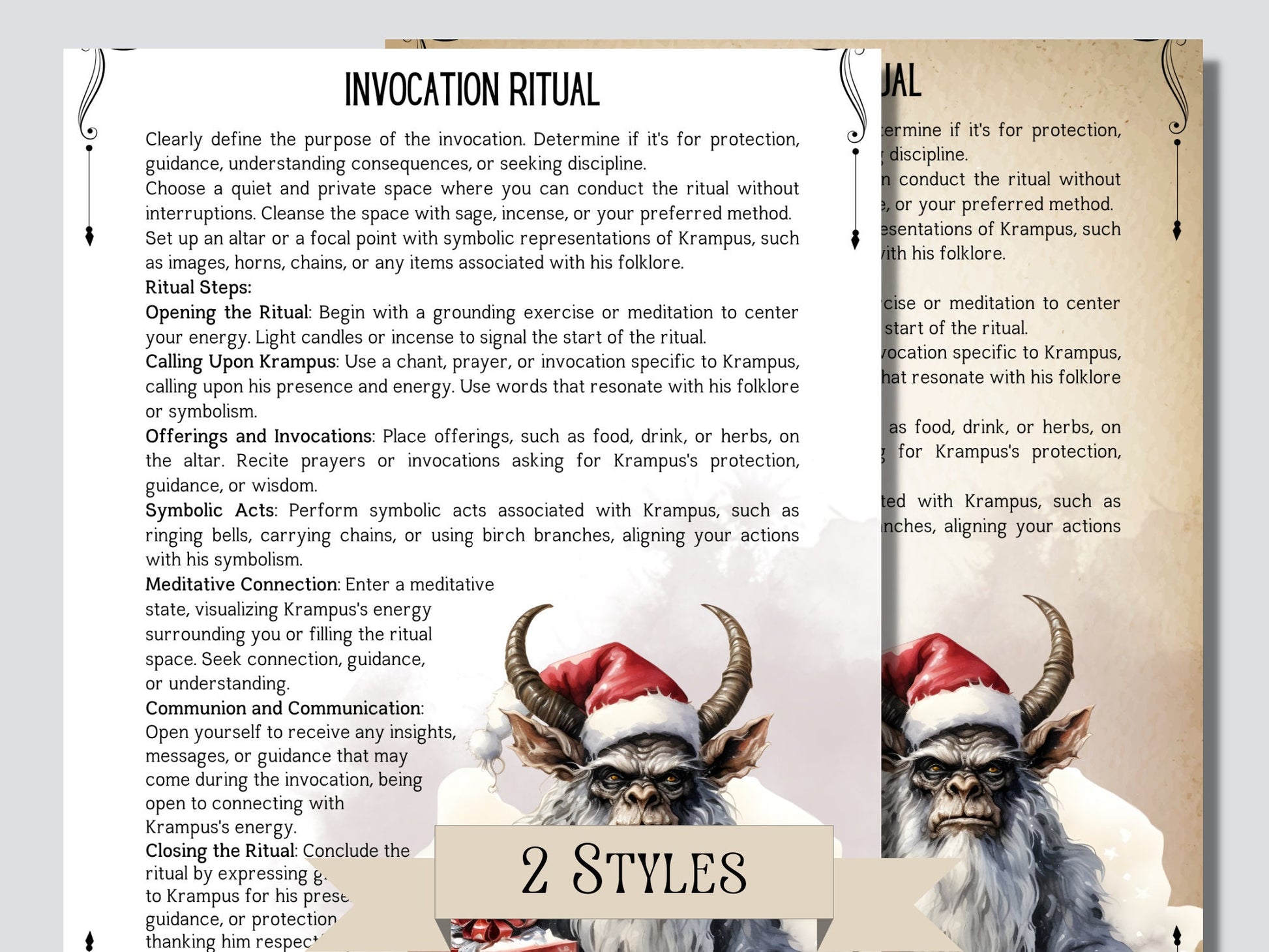 Krampus. Grimoire pages. Printable.