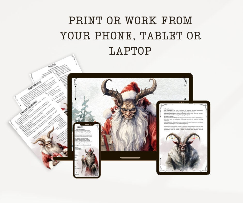 Krampus. Grimoire pages. Printable.