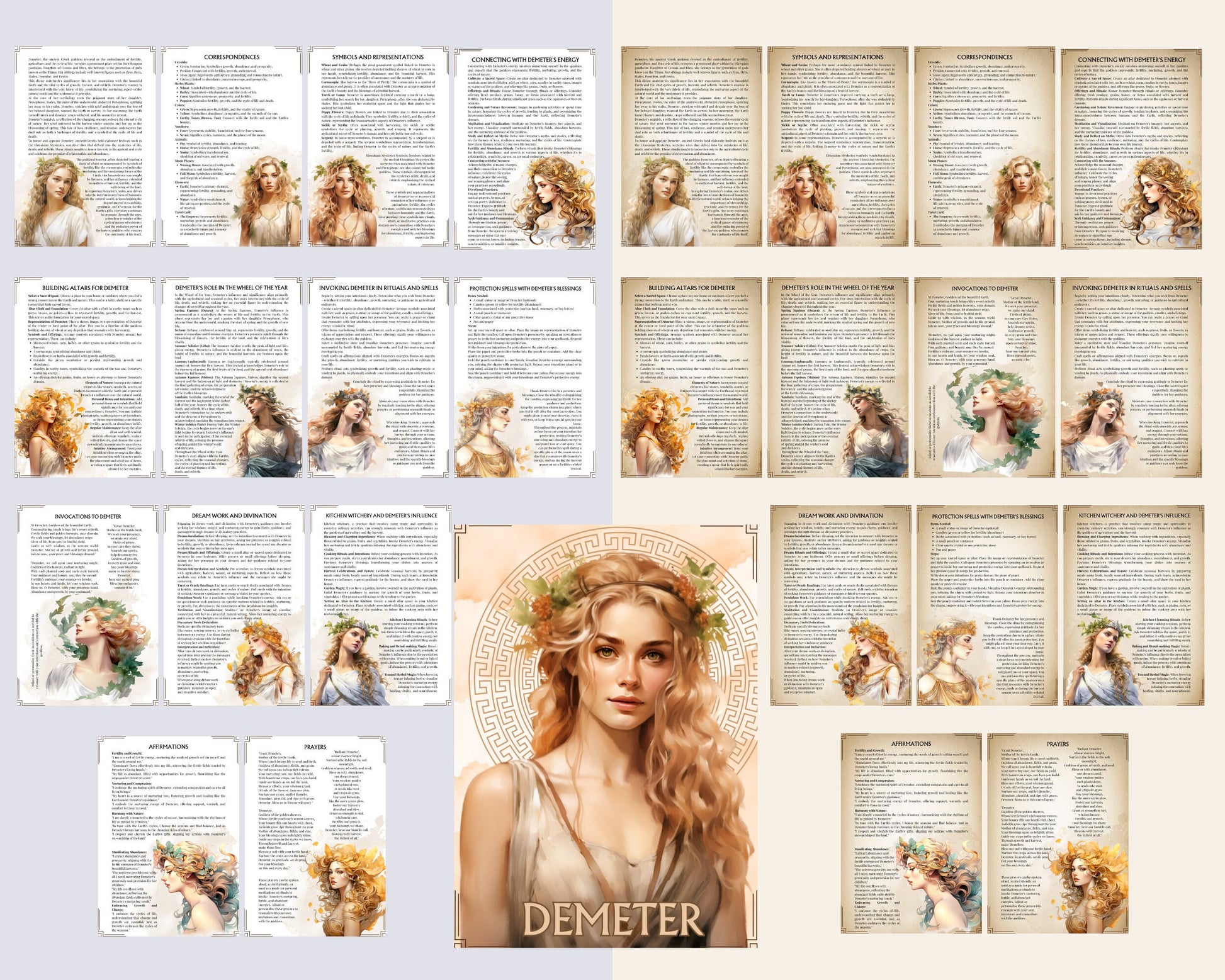 Demeter. Greek Goddess Deity Profile. Grimoire printable pages.