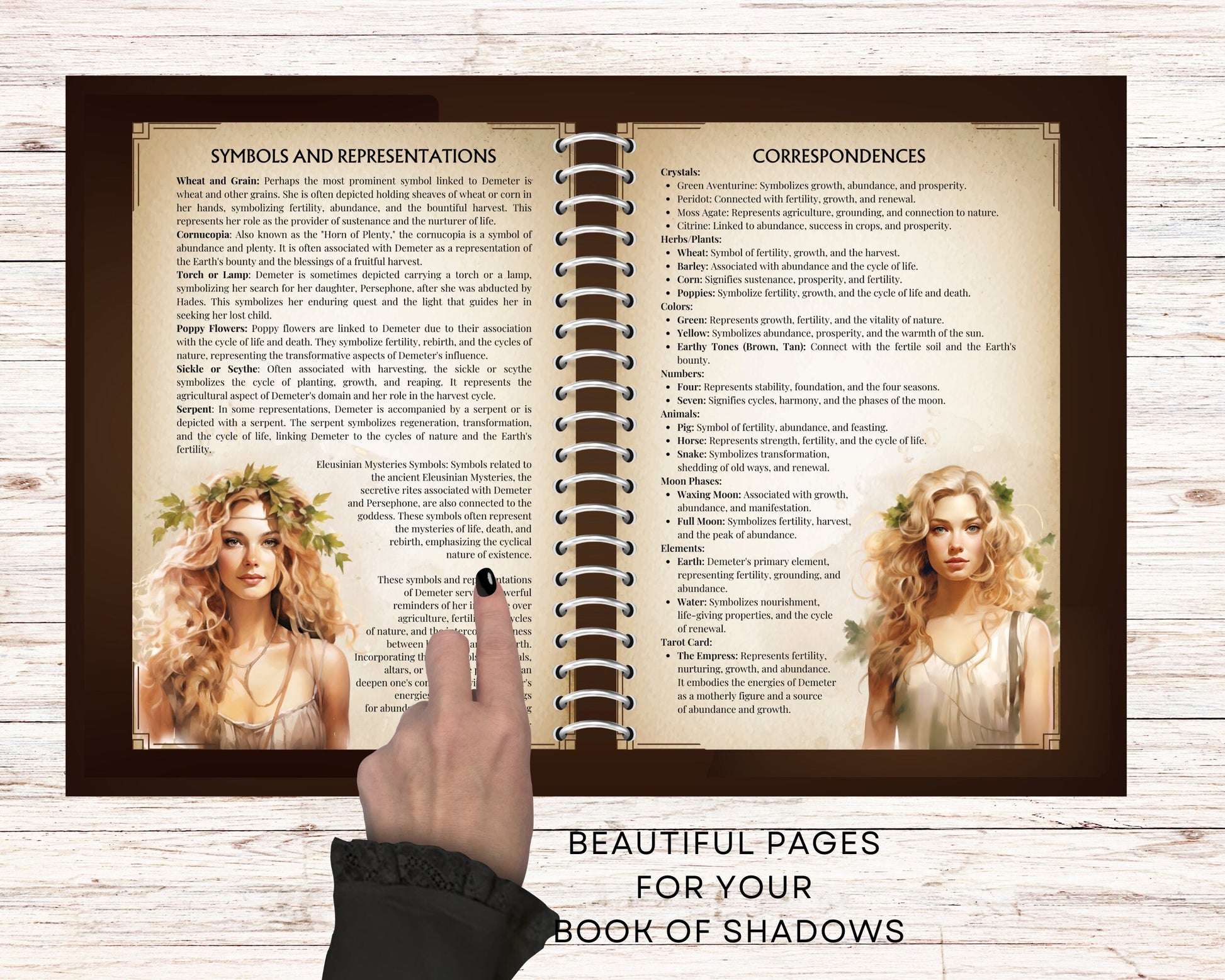 Demeter. Greek Goddess Deity Profile. Grimoire printable pages.