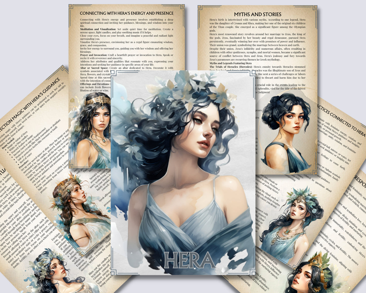 Hera Greek Goddess of Marriage, Women, and Childbirth. Beautiful Grimoire pages. Printable