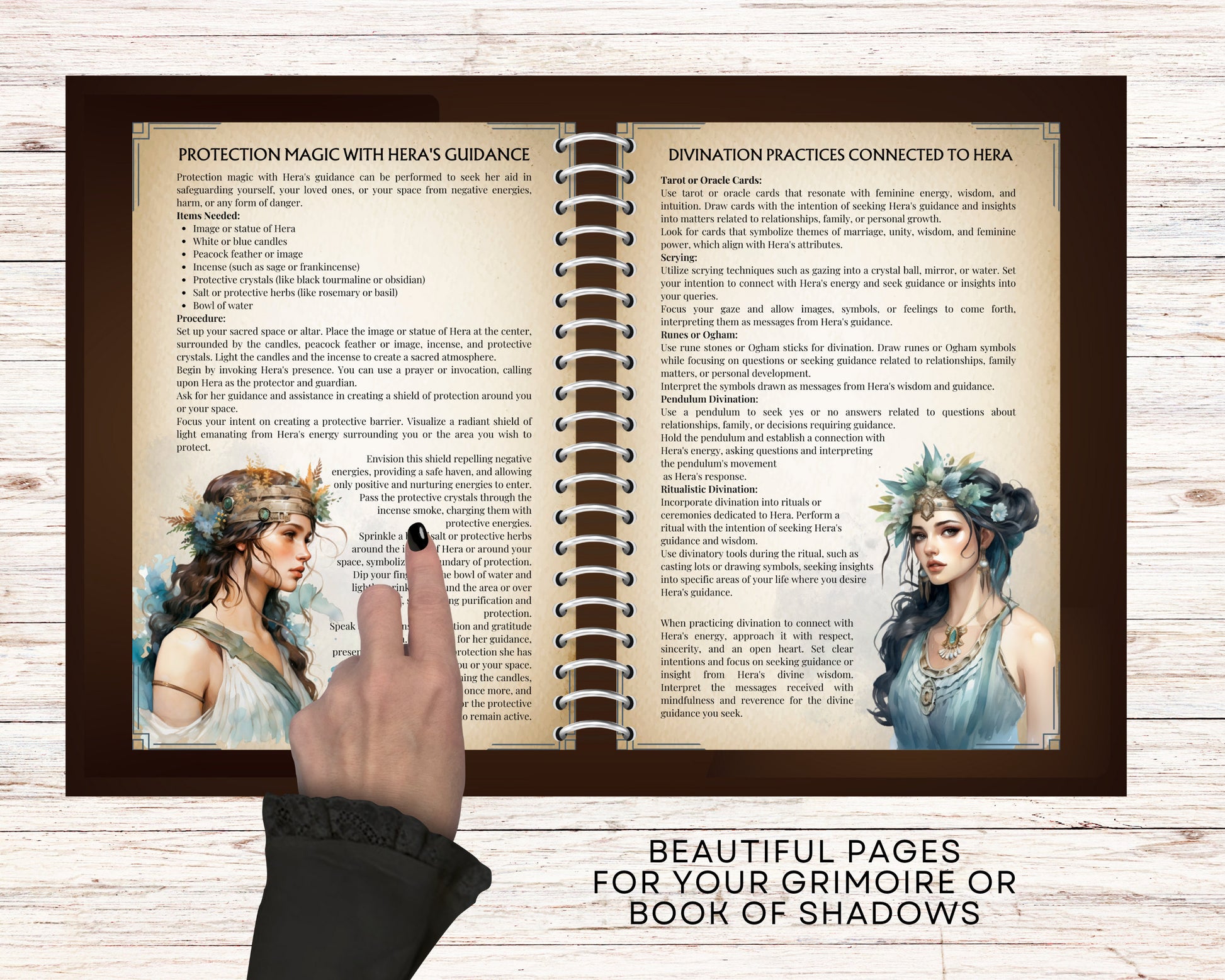 Hera Greek Goddess of Marriage, Women, and Childbirth. Beautiful Grimoire pages. Printable