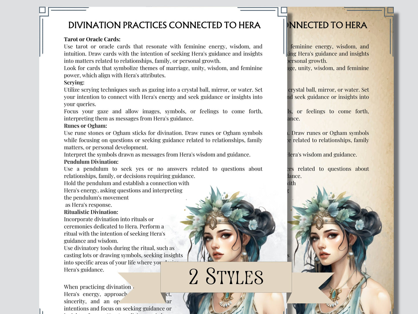Hera Greek Goddess of Marriage, Women, and Childbirth. Beautiful Grimoire pages. Printable
