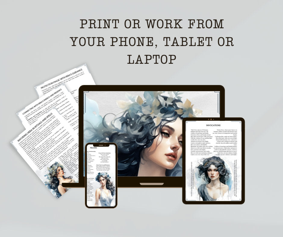 Hera Greek Goddess of Marriage, Women, and Childbirth. Beautiful Grimoire pages. Printable