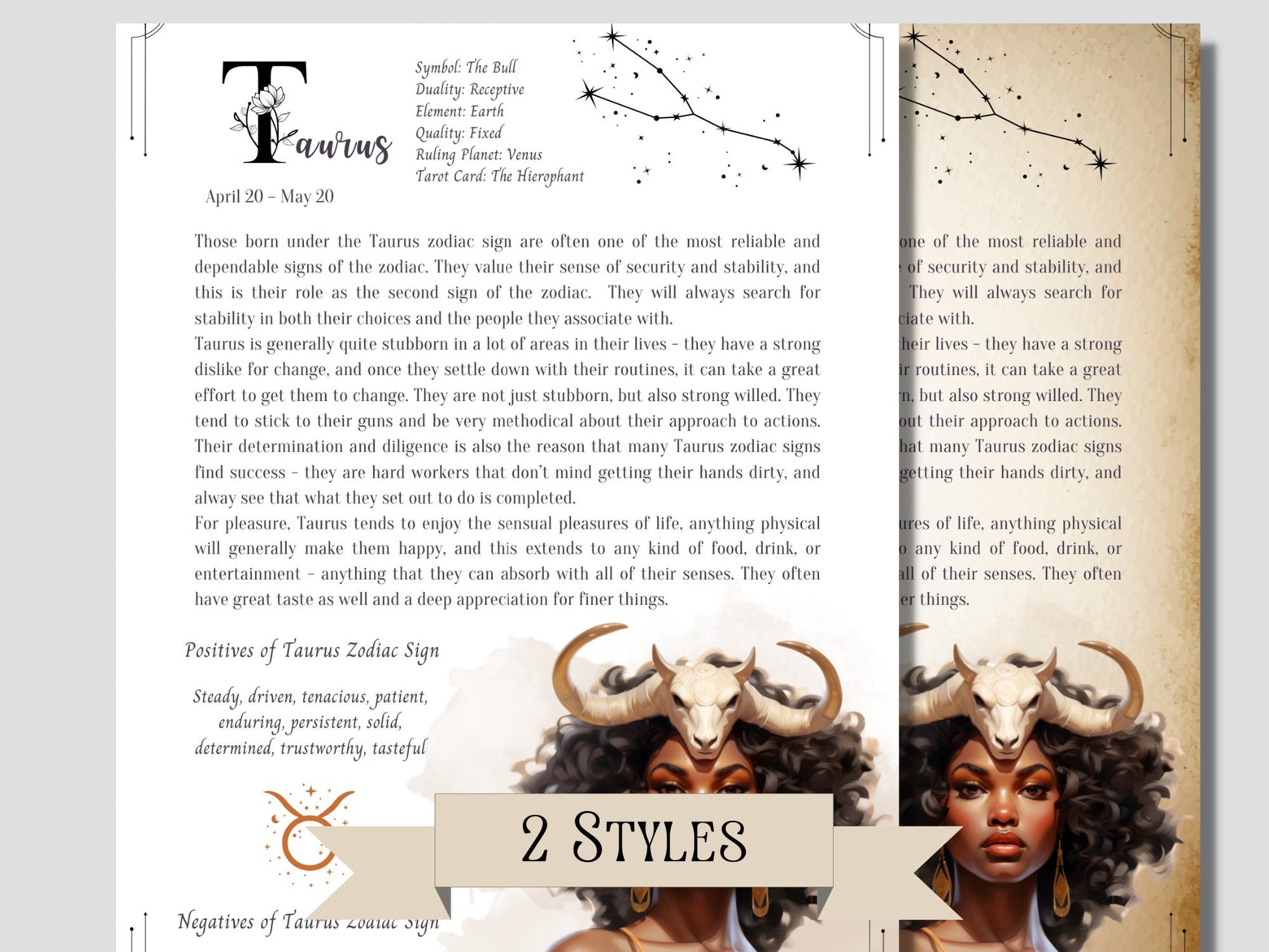 ZODIAC Correspondences. Beautiful pages for you Book Of Shadows. Instant download. Black Woman