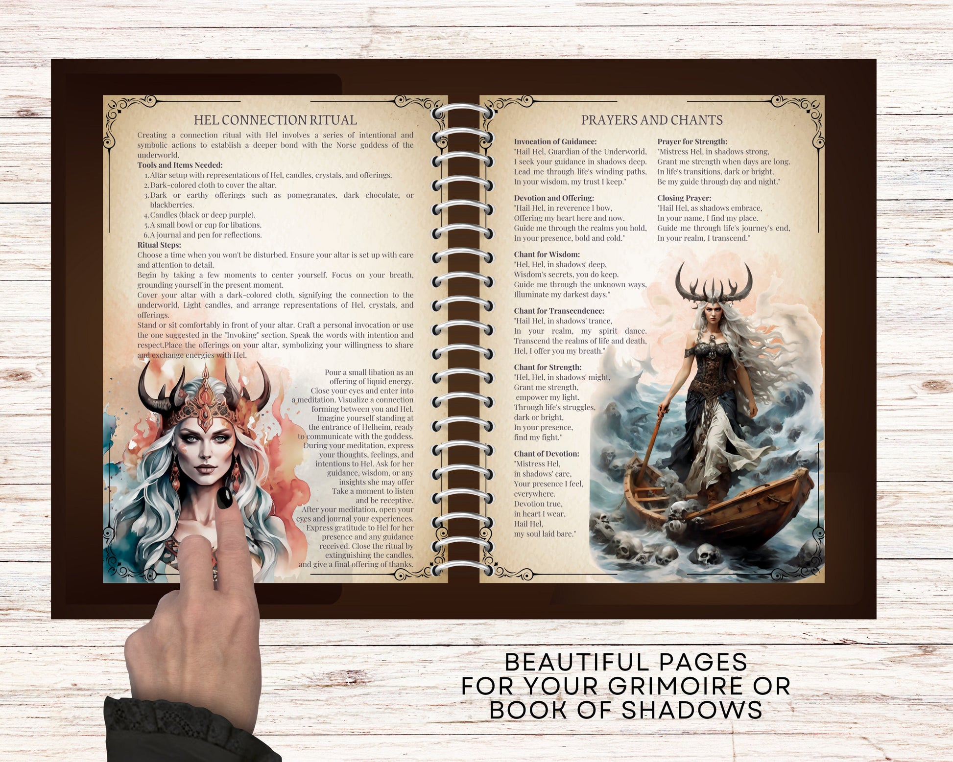 Hel. Norse Goddess. Beautiful pages for your Grimoire or Book Of Shadows. Printable.