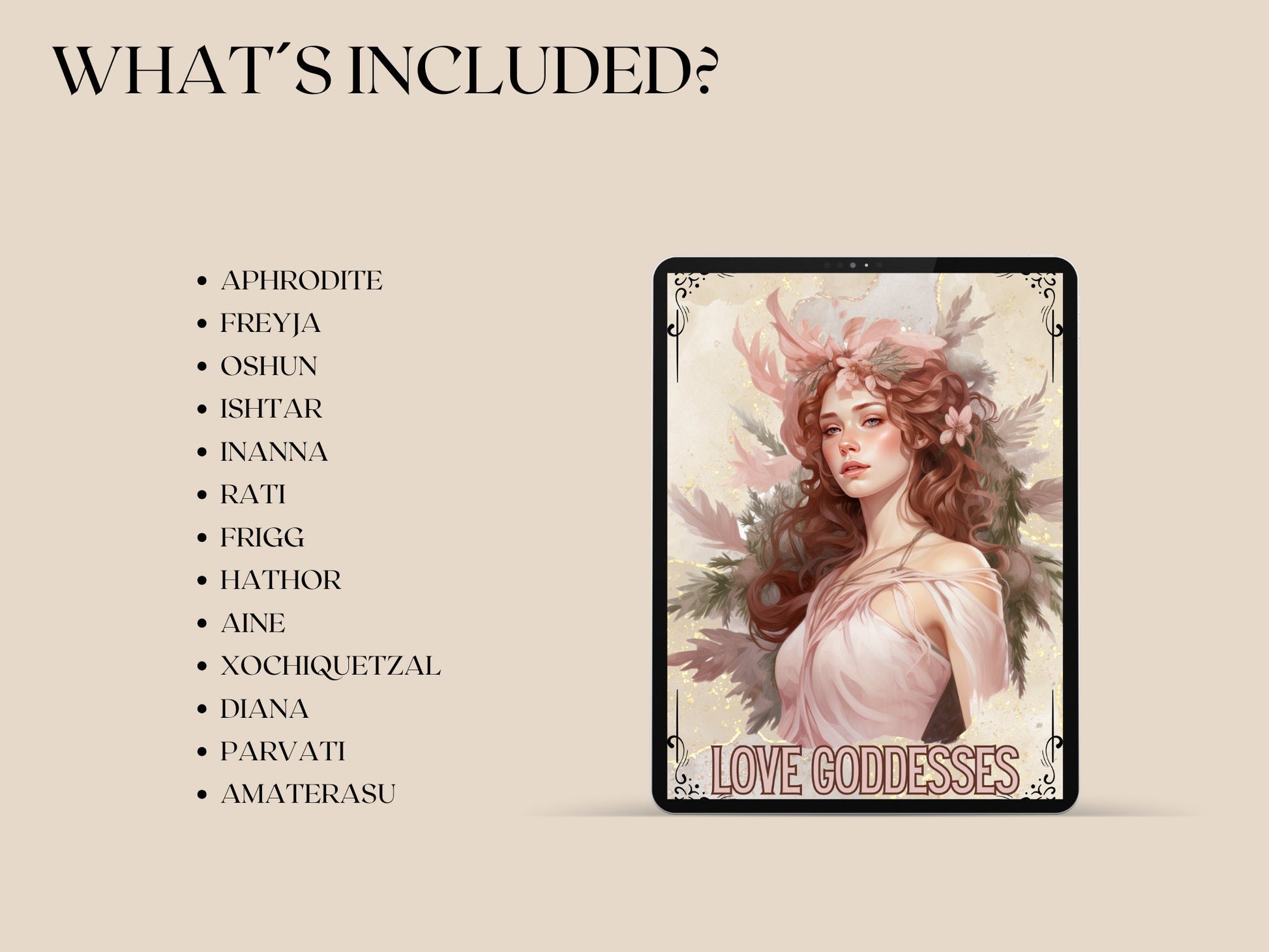 Love Goddesses. Beautiful pages for your Grimoire or Book Of Shadows. 14 pages. Printable