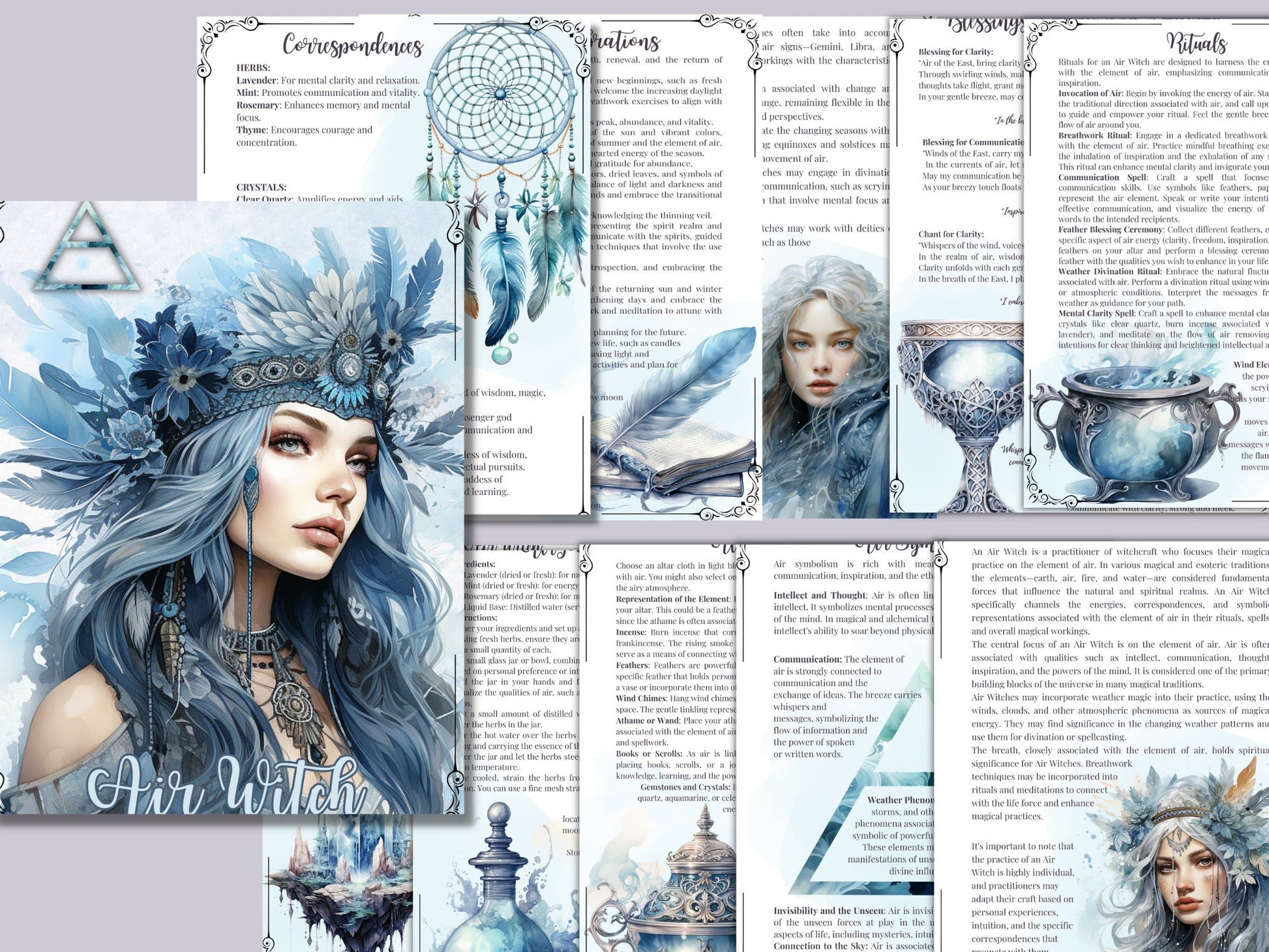 AIR WITCH. Beautiful pages for your Grimoire or Book Of Shadows. Printable