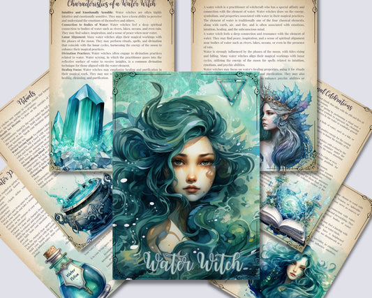WATER WITCH. Beautiful pages for your Grimoire or Book Of Shadows. Printable.