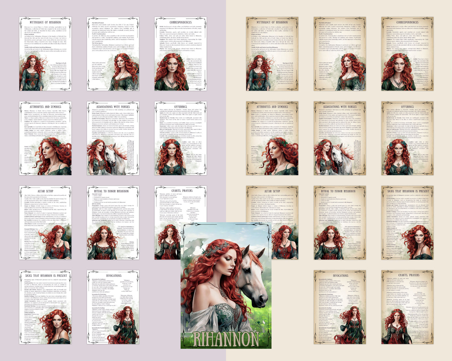Rihannon. Celtic Goddess. Beautiful pages for your Grimoire or Book Of Shadows. Printable