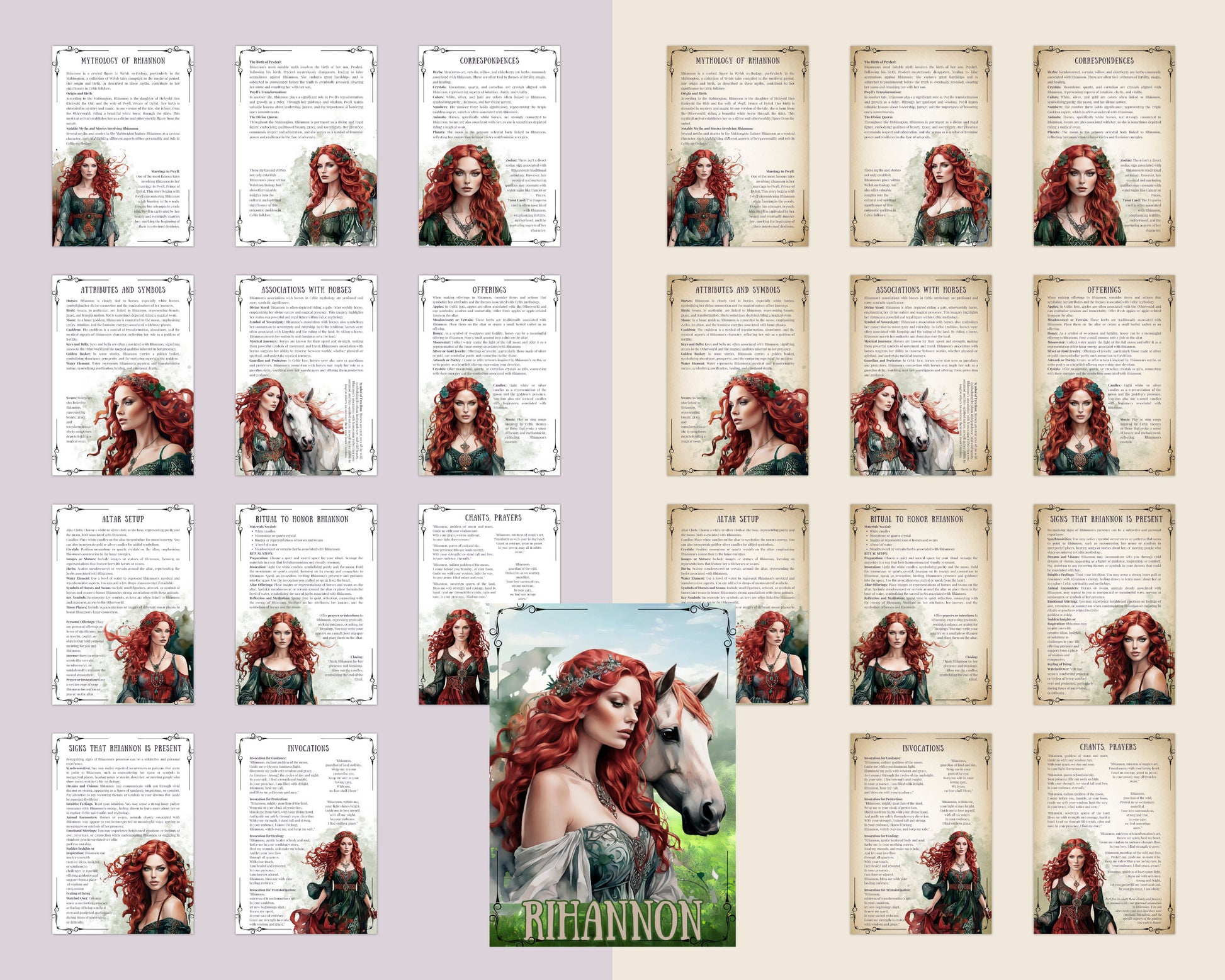 Rihannon. Celtic Goddess. Beautiful pages for your Grimoire or Book Of Shadows. Printable