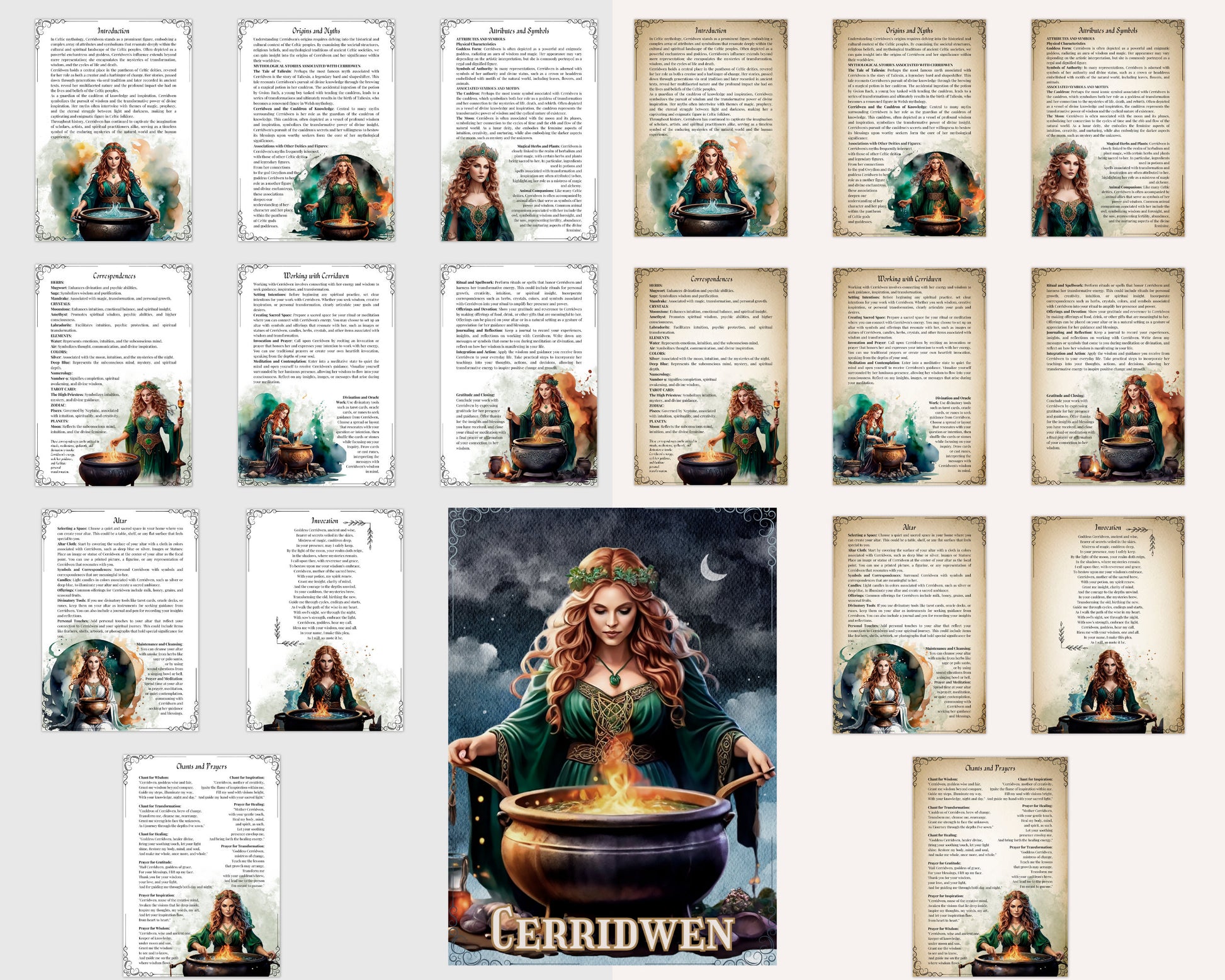 Cerridwen. Beautiful pages for your Grimoire or Book Of Shadows