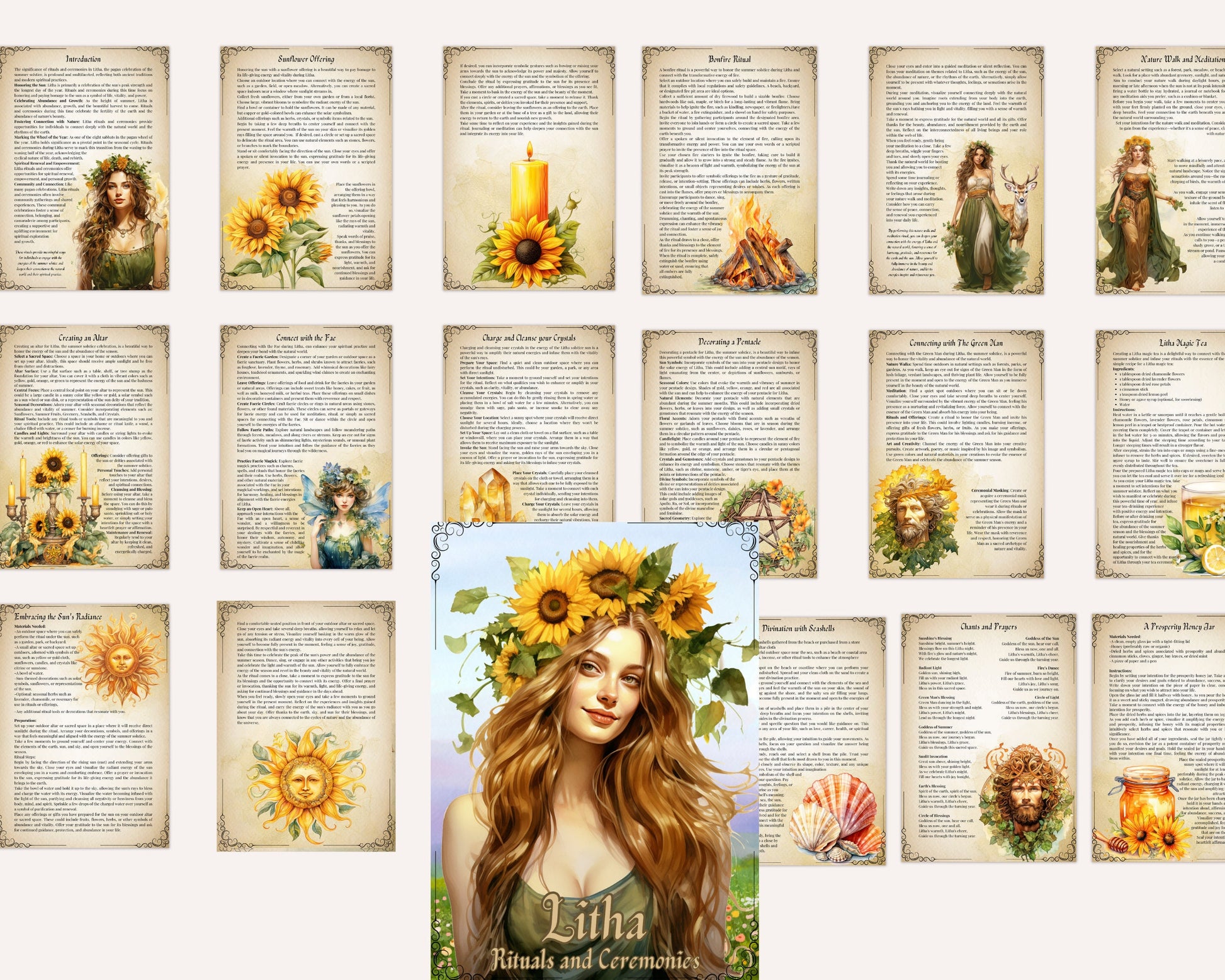 Litha. Rituals and Ceremonies. Printable pages for your Book Of Shadows.