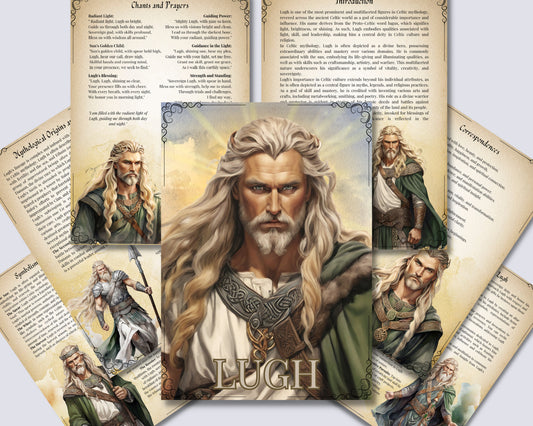 Lugh. Celtic God. Beautiful pages for your Grimoire and Book Of Shadows