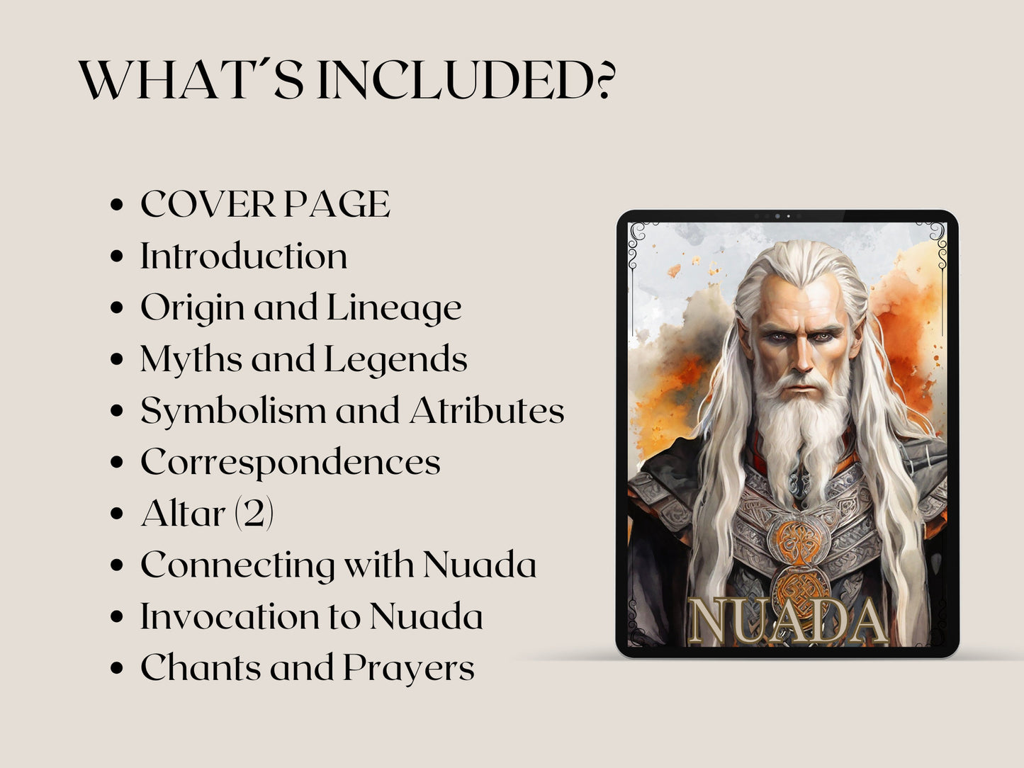 Nuada. Celtic God. Beautiful pages for your Grimoire or Book of Shadows. Printable