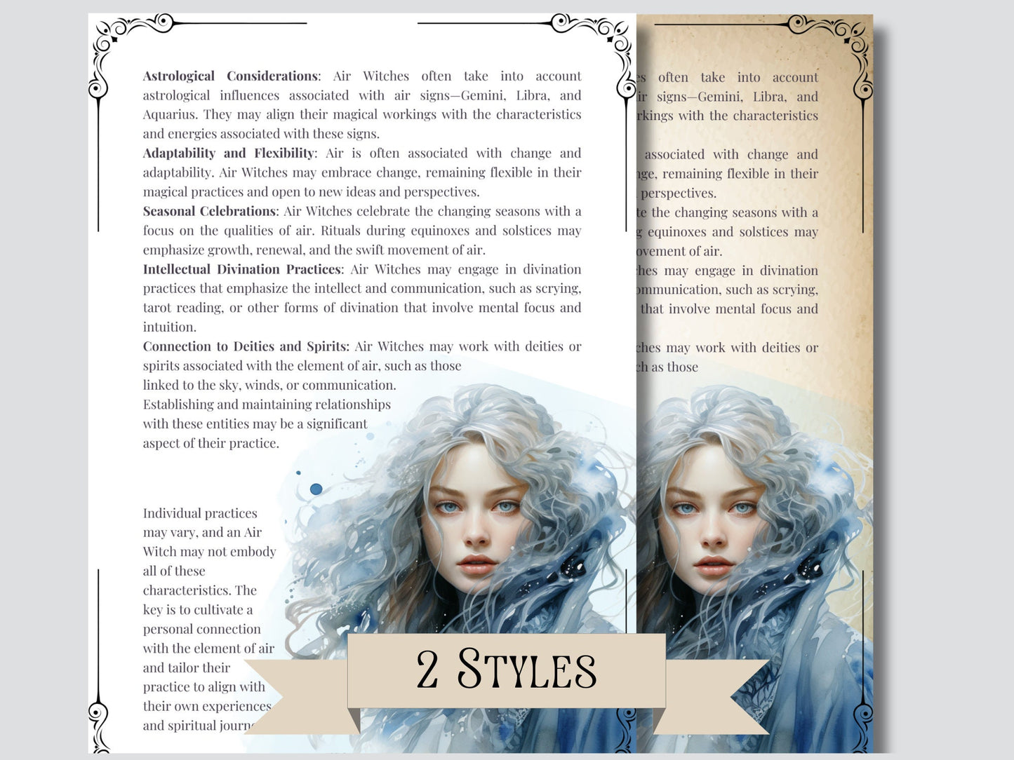 AIR WITCH. Beautiful pages for your Grimoire or Book Of Shadows. Printable