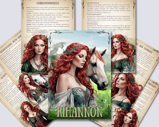 Rihannon. Celtic Goddess. Beautiful pages for your Grimoire or Book Of Shadows. Printable