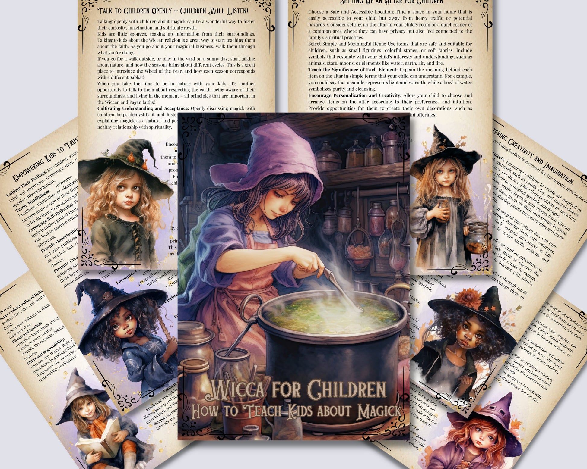 Wicca for Children. How to Teach Kids about Magick. Basics. Beautiful pages for your Grimoire or Book Of Shadows. Printable.