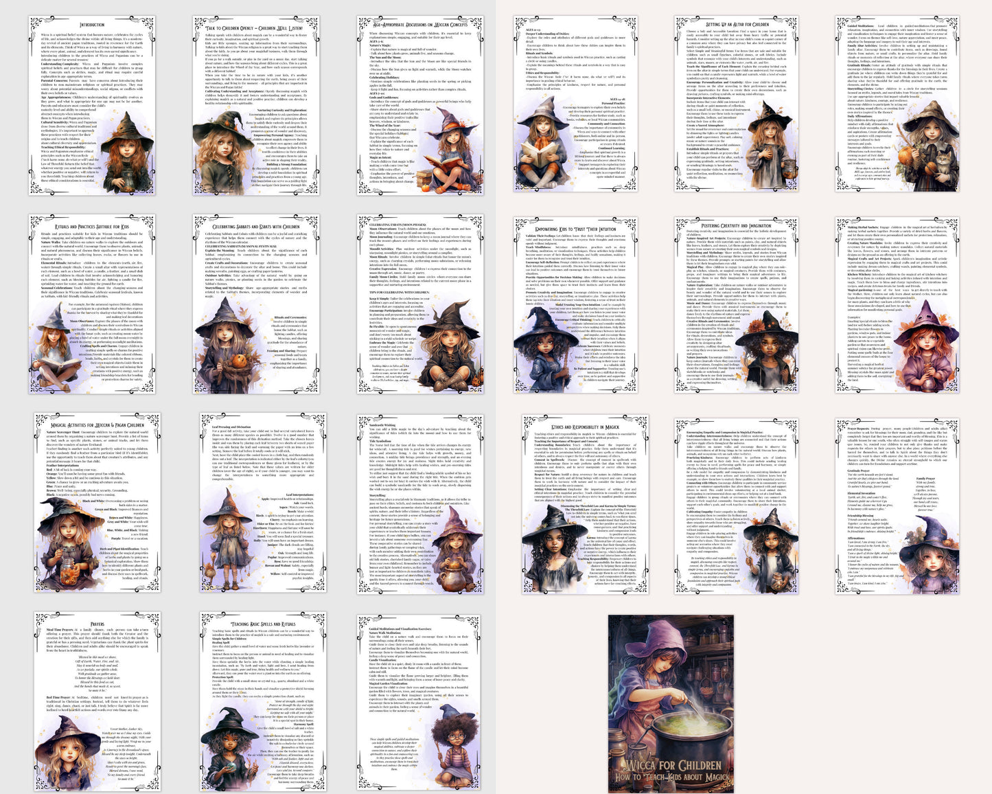 Wicca for Children. How to Teach Kids about Magick. Basics. Beautiful pages for your Grimoire or Book Of Shadows. Printable.