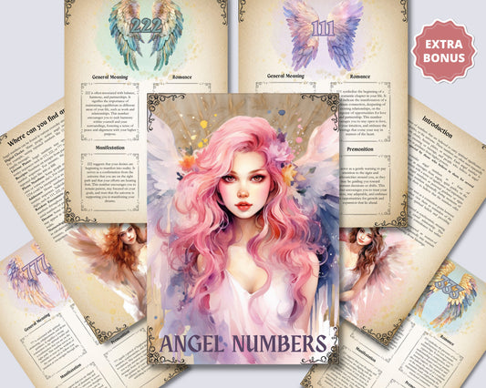 Angel numbers meanings + Bonus (Aura with Angel Numbers Set Wall Art). Printable