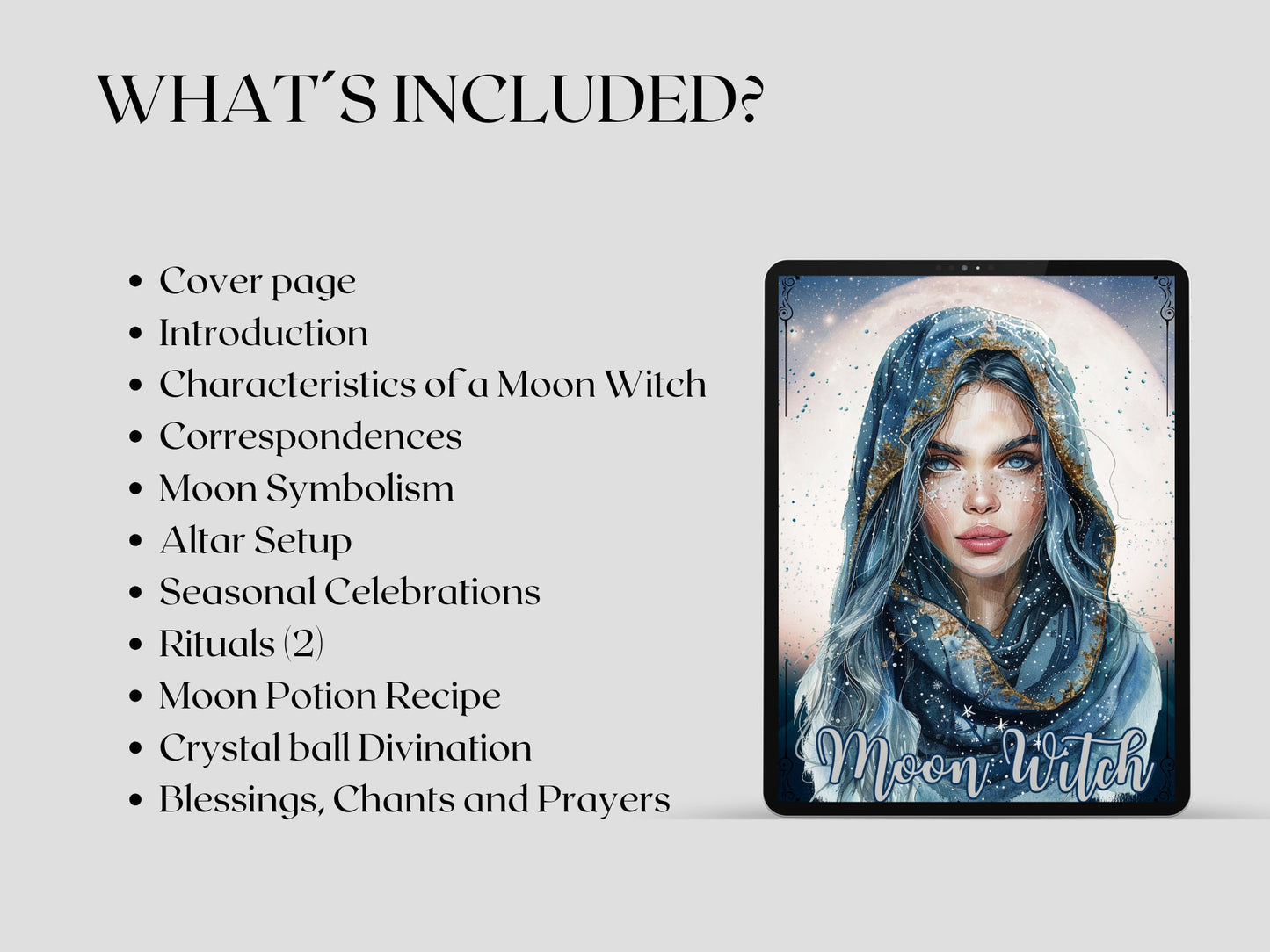 Moon Witch. Solar witch. Beautiful pages for your Grimoire or Book Of Shadows. Printable