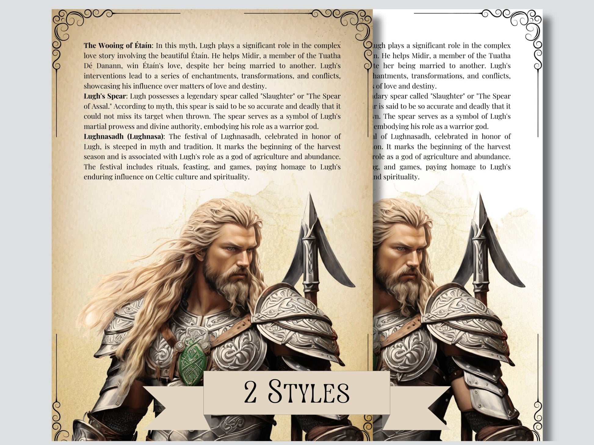 Lugh. Celtic God. Beautiful pages for your Grimoire and Book Of Shadows