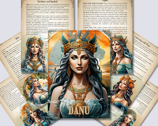 Danu. Celtic Goddess. Beautiful pages for your Grimoire or Book Of Shadows