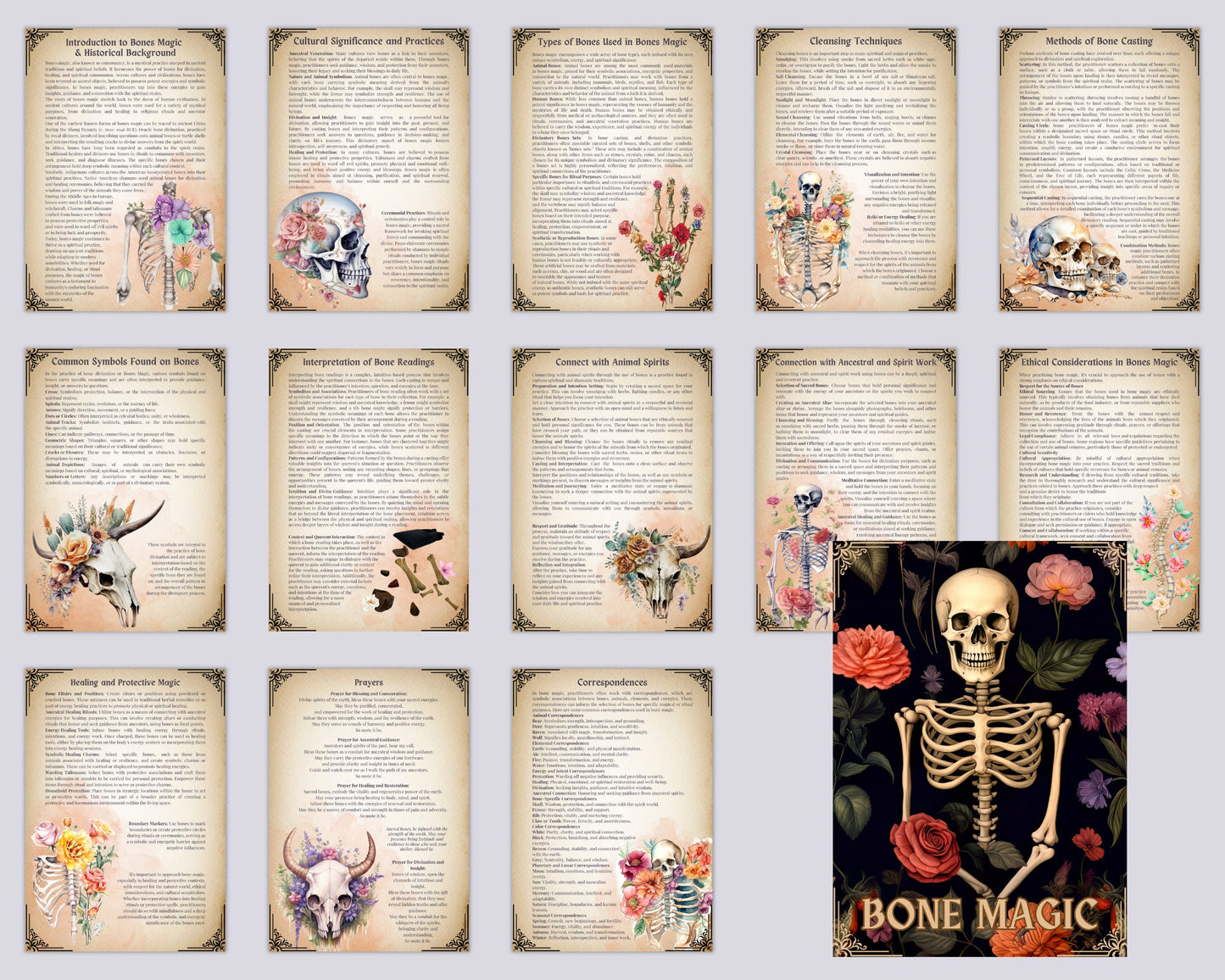 Bone Magick: How to Use Bones in Witchcraft. Beautiful pages for your Grimoire or Book Of Shadows. Printable