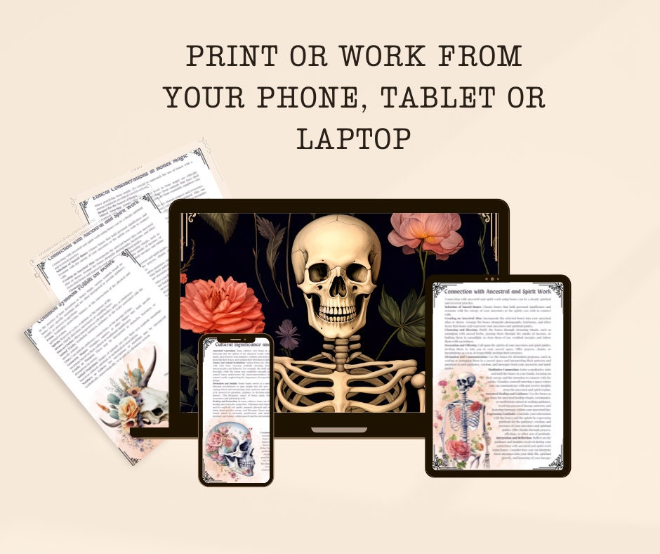 Bone Magick: How to Use Bones in Witchcraft. Beautiful pages for your Grimoire or Book Of Shadows. Printable