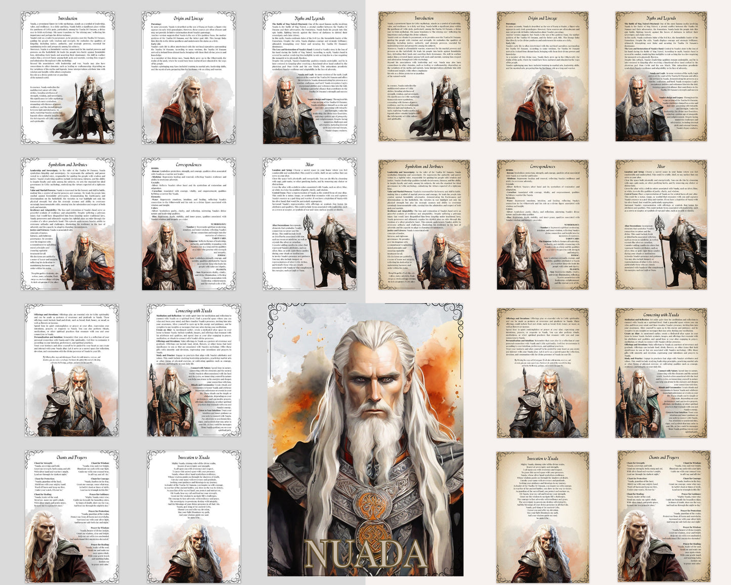 Nuada. Celtic God. Beautiful pages for your Grimoire or Book of Shadows. Printable