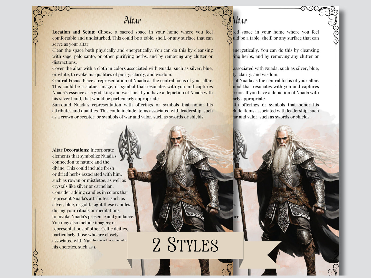 Nuada. Celtic God. Beautiful pages for your Grimoire or Book of Shadows. Printable