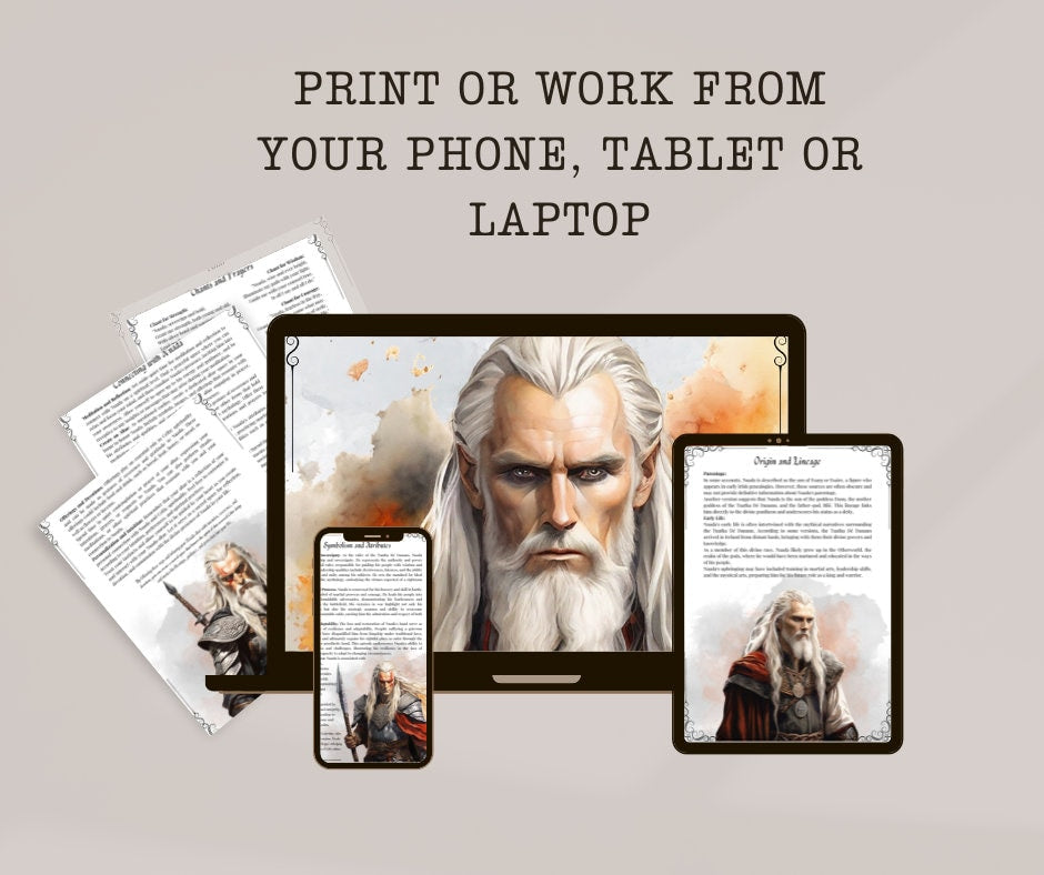Nuada. Celtic God. Beautiful pages for your Grimoire or Book of Shadows. Printable