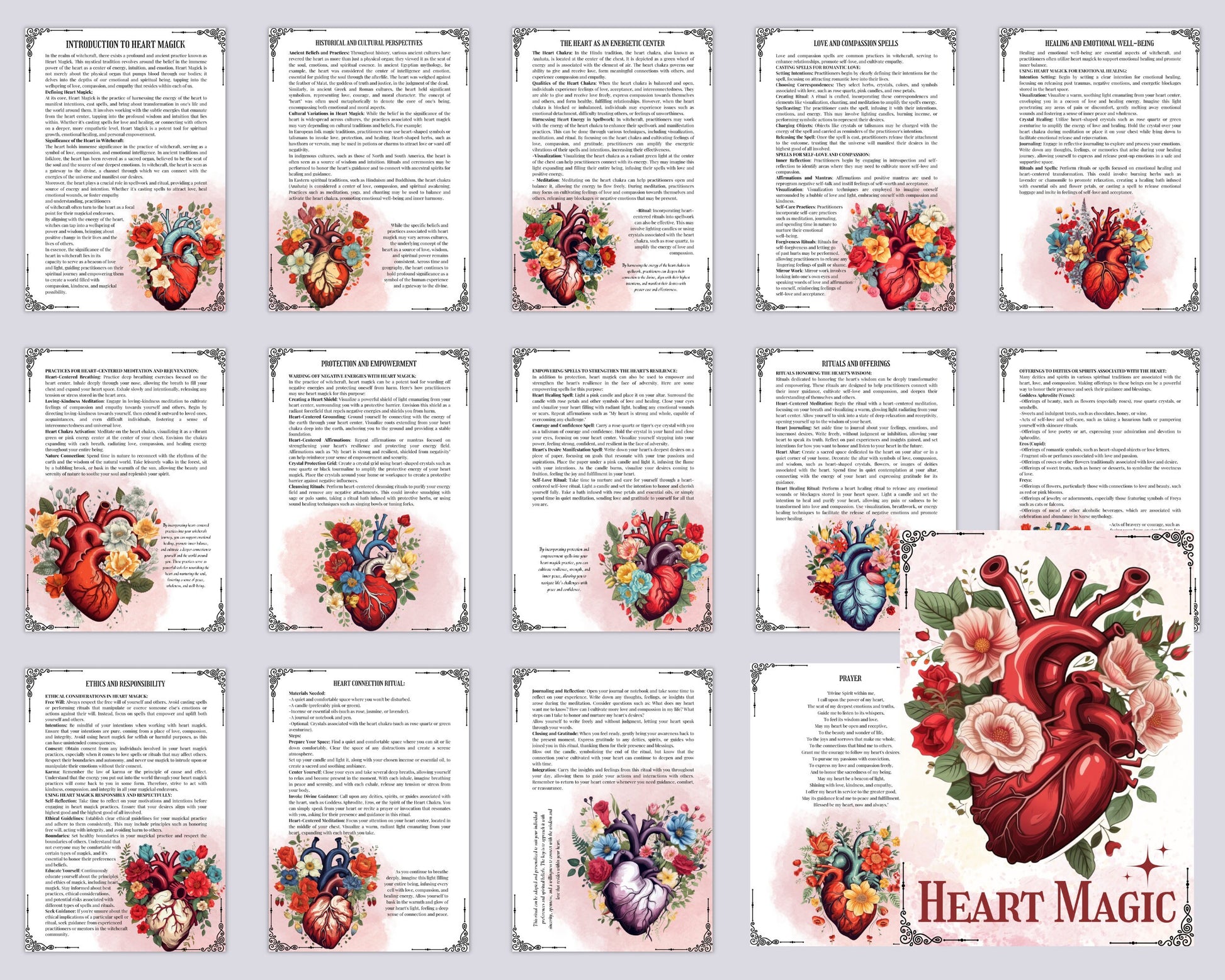 HEART Magick. Basics. Beautiful pages for your Grimoire or Book Of Shadows