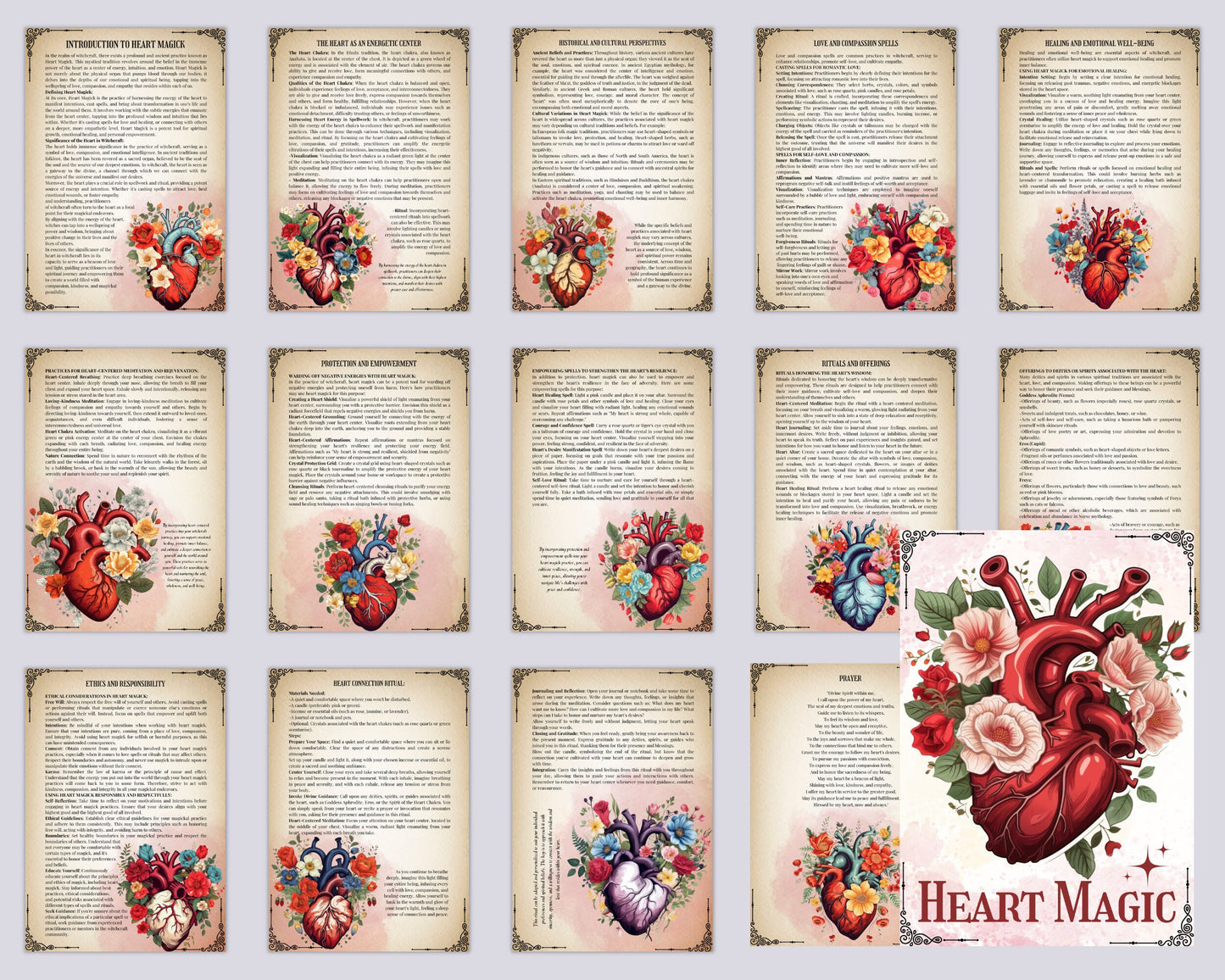 HEART Magick. Basics. Beautiful pages for your Grimoire or Book Of Shadows