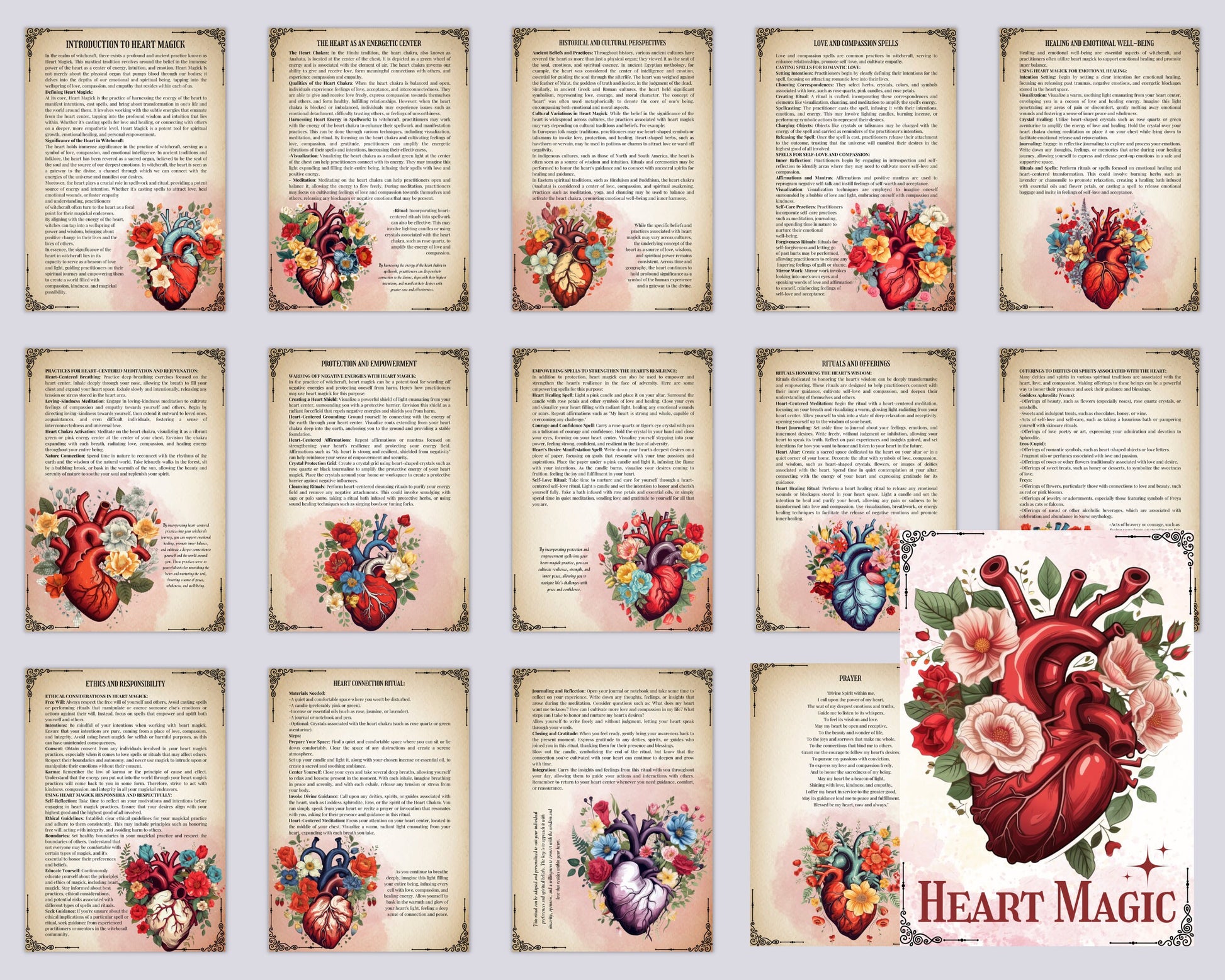 HEART Magick. Basics. Beautiful pages for your Grimoire or Book Of Shadows