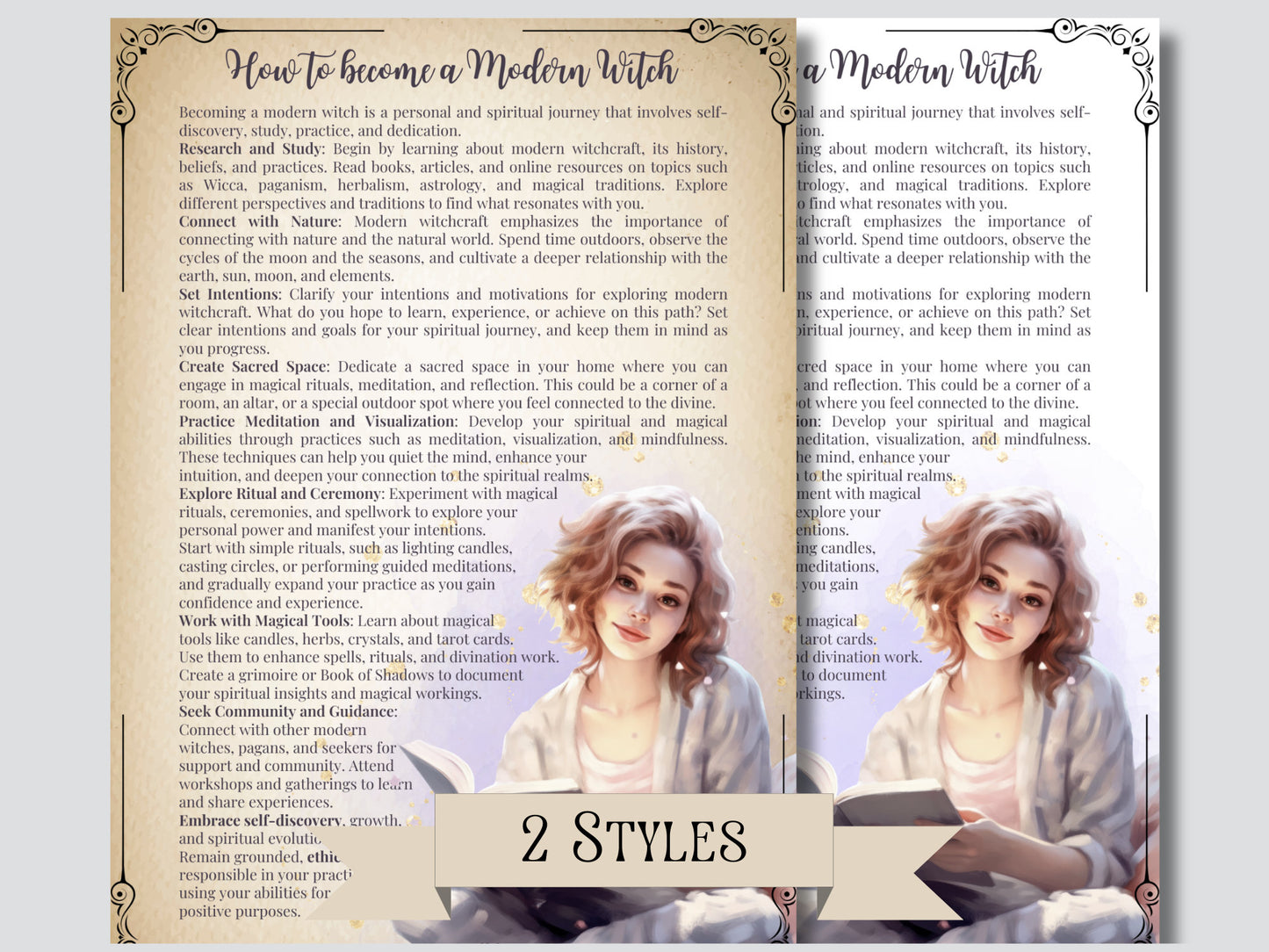 Modern Witch. Beautiful pages for your Grimoire or Book Of Shadows. Printable