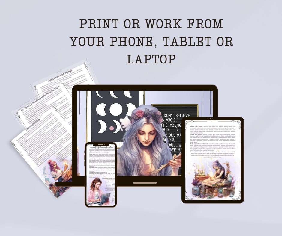 Modern Witch. Beautiful pages for your Grimoire or Book Of Shadows. Printable