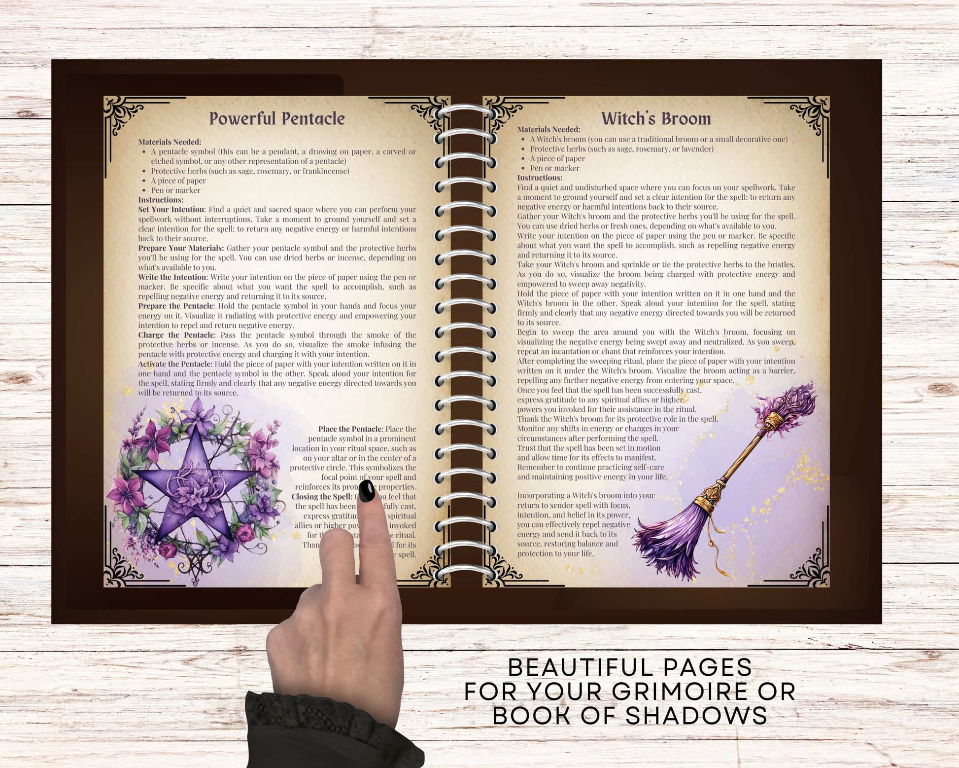 Return to Sender Spells Set. Beautiful Grimoire or Book Of Shadow Pages. Printable.