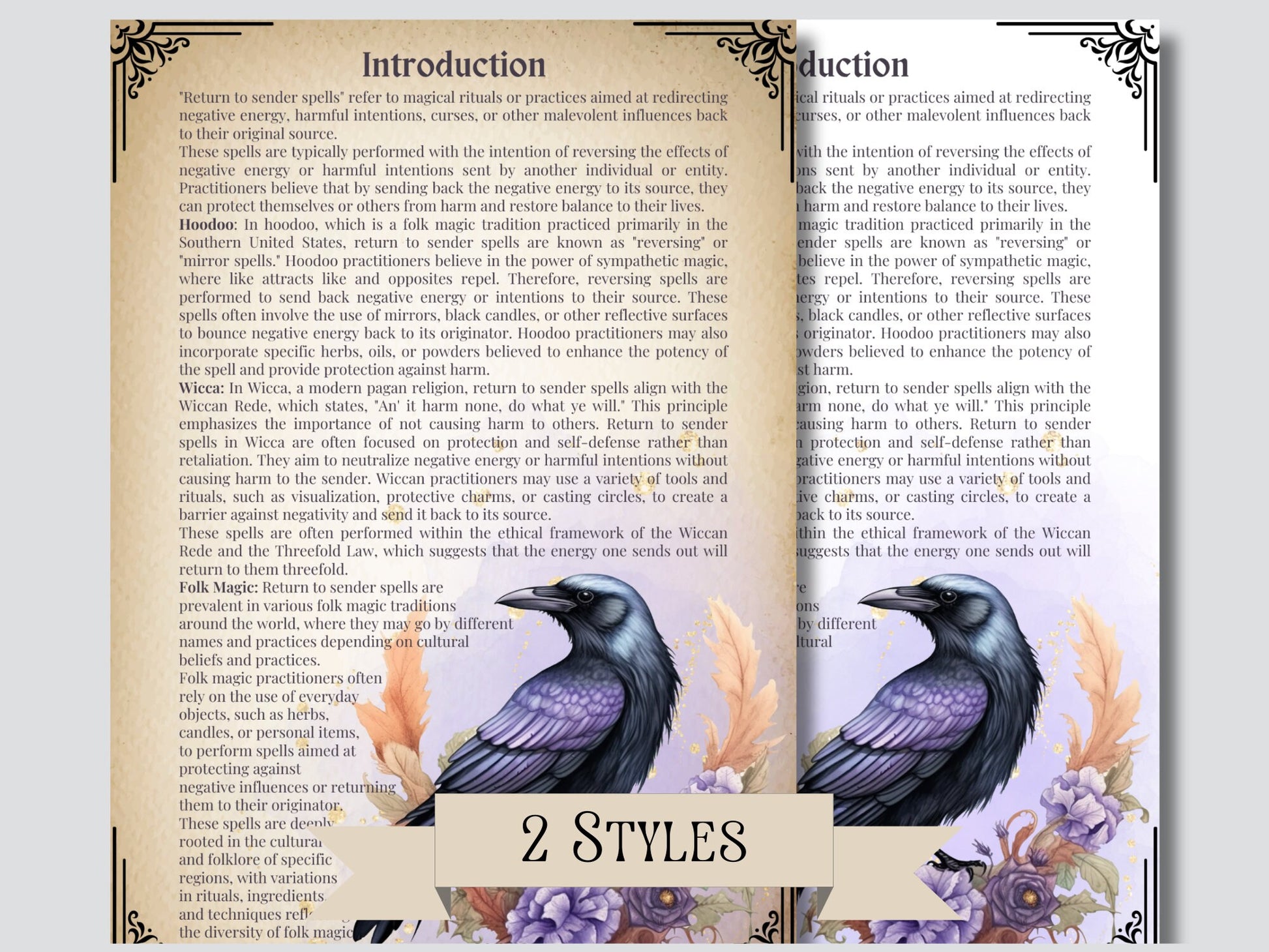 Return to Sender Spells Set. Beautiful Grimoire or Book Of Shadow Pages. Printable.