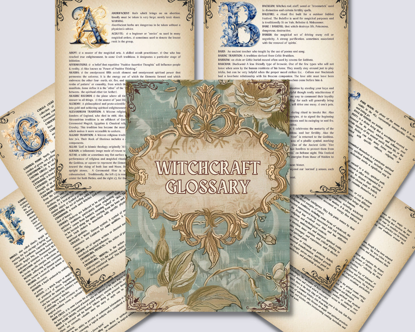 Witchcraft Glossary. +450 terms. Grimoire pages. Printable.
