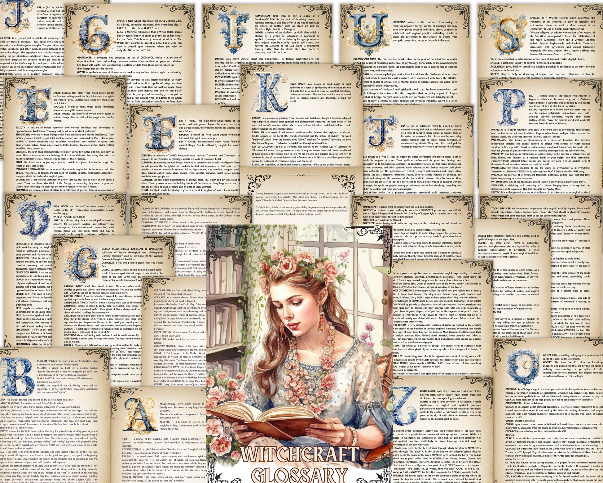 Witchcraft Glossary. +450 terms. Grimoire pages. Printable.