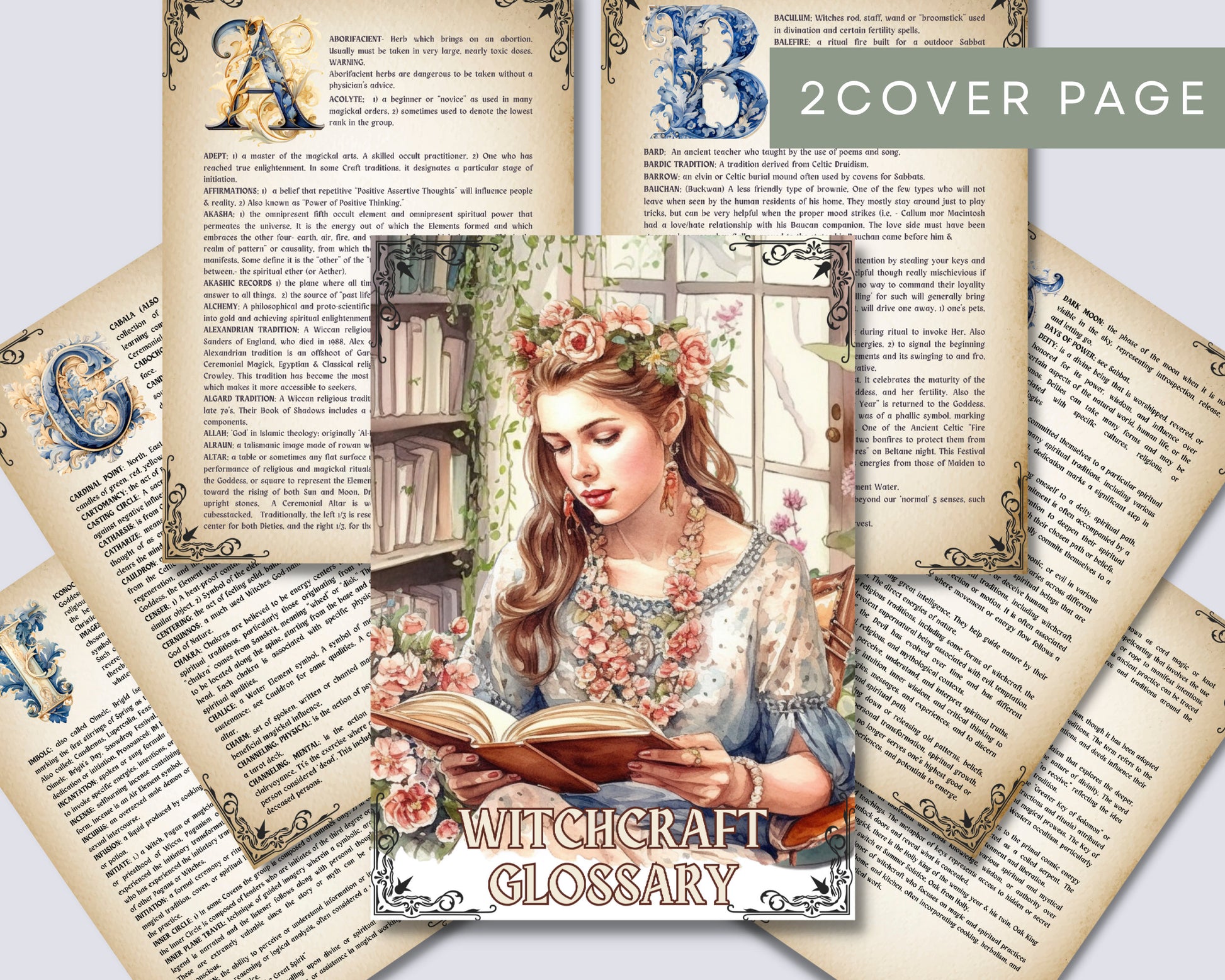 Witchcraft Glossary. +450 terms. Grimoire pages. Printable.