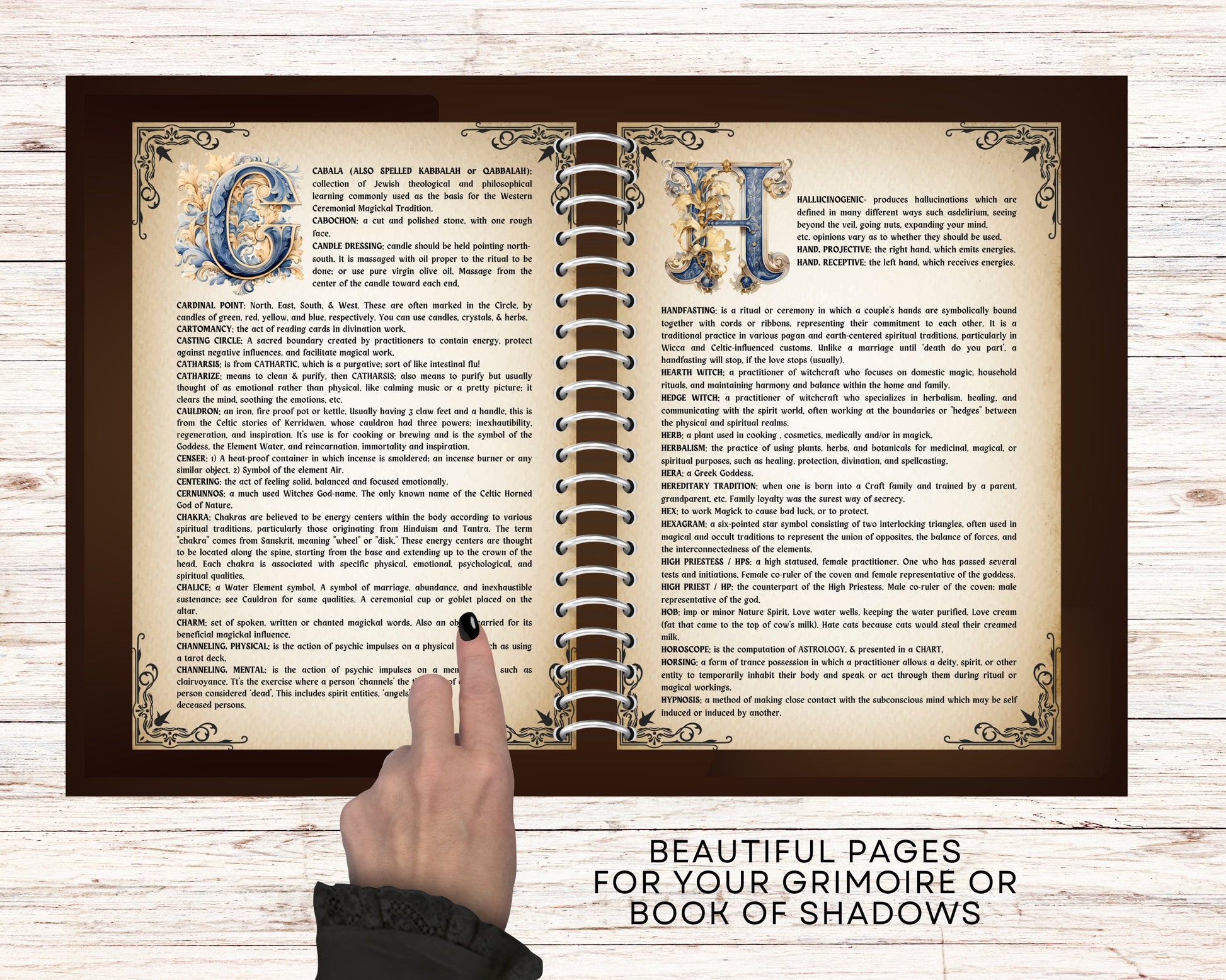 Witchcraft Glossary. +450 terms. Grimoire pages. Printable.