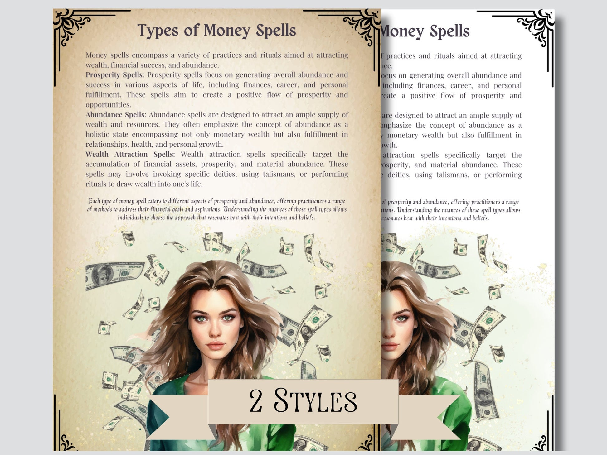 Money Spells. 10 Powerful Rituals. Beautiful pages for your Grimoire or Book Of Shadows. Printable.