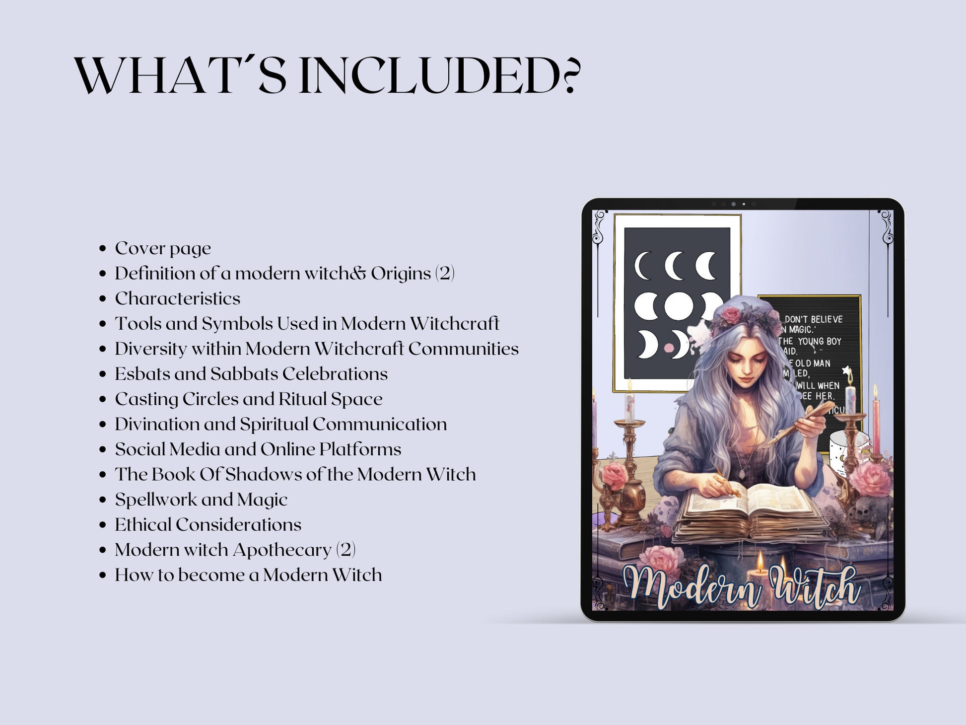 Modern Witch. Beautiful pages for your Grimoire or Book Of Shadows. Printable