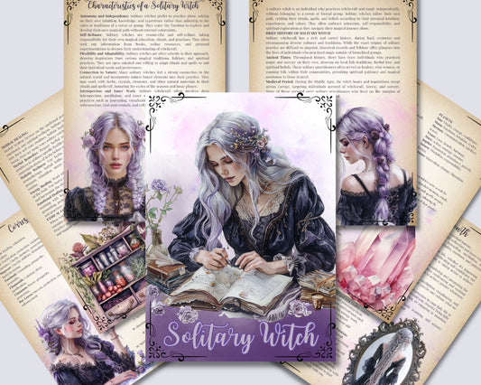 Solitary Witch. Beautiful pages for your Grimoire or Book Of Shadows. Printable.