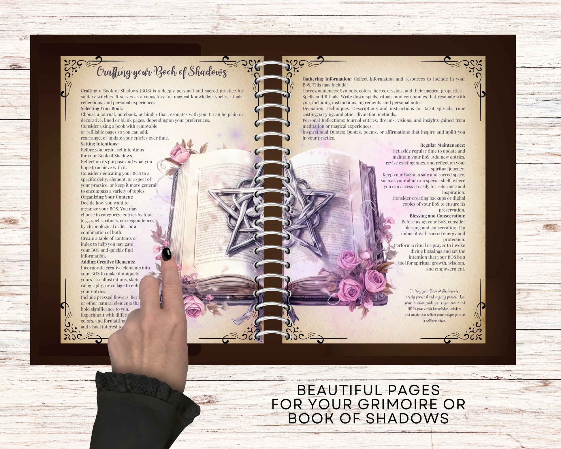 Solitary Witch. Beautiful pages for your Grimoire or Book Of Shadows. Printable.