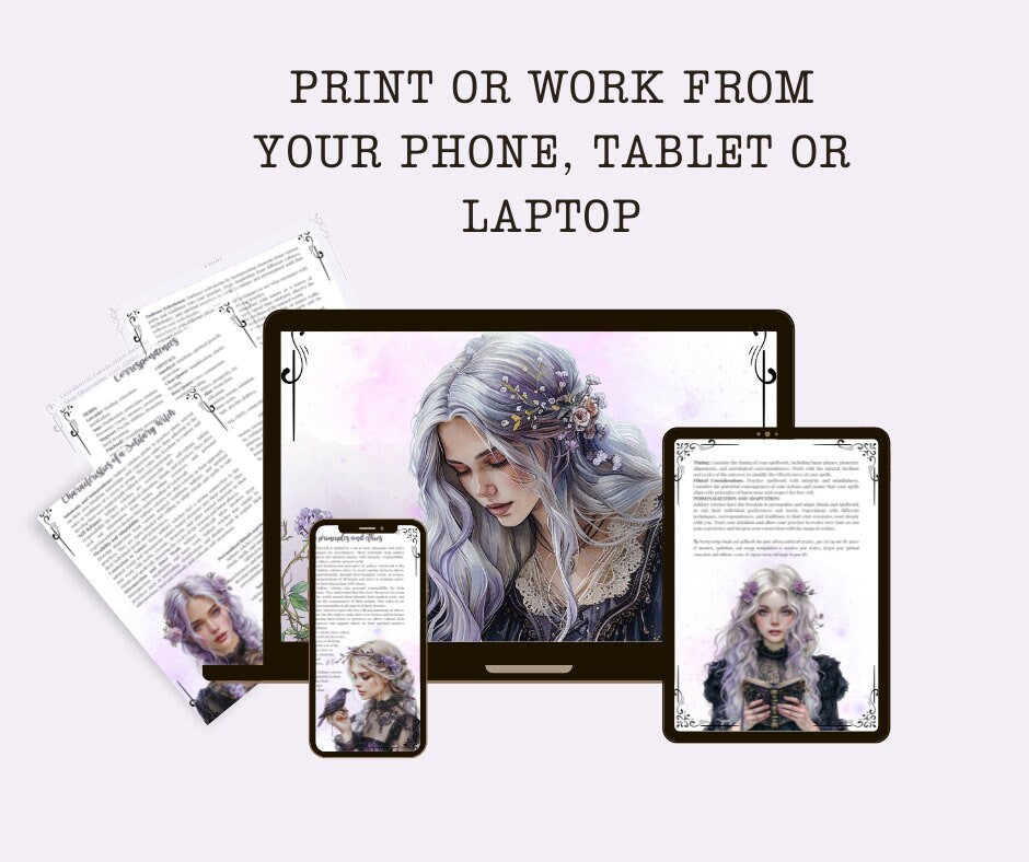 Solitary Witch. Beautiful pages for your Grimoire or Book Of Shadows. Printable.